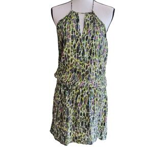 Animale Silk Green Print Dress M